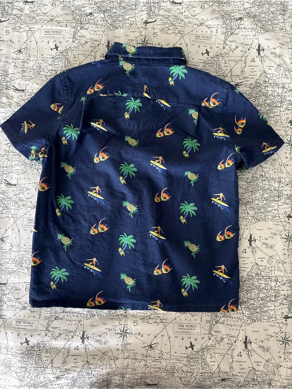 Ralph Lauren Navy Short-Sleeve Button-Down with White Sailboat Print